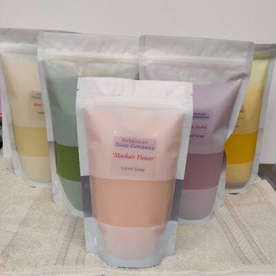Liquid soap in refill pouches