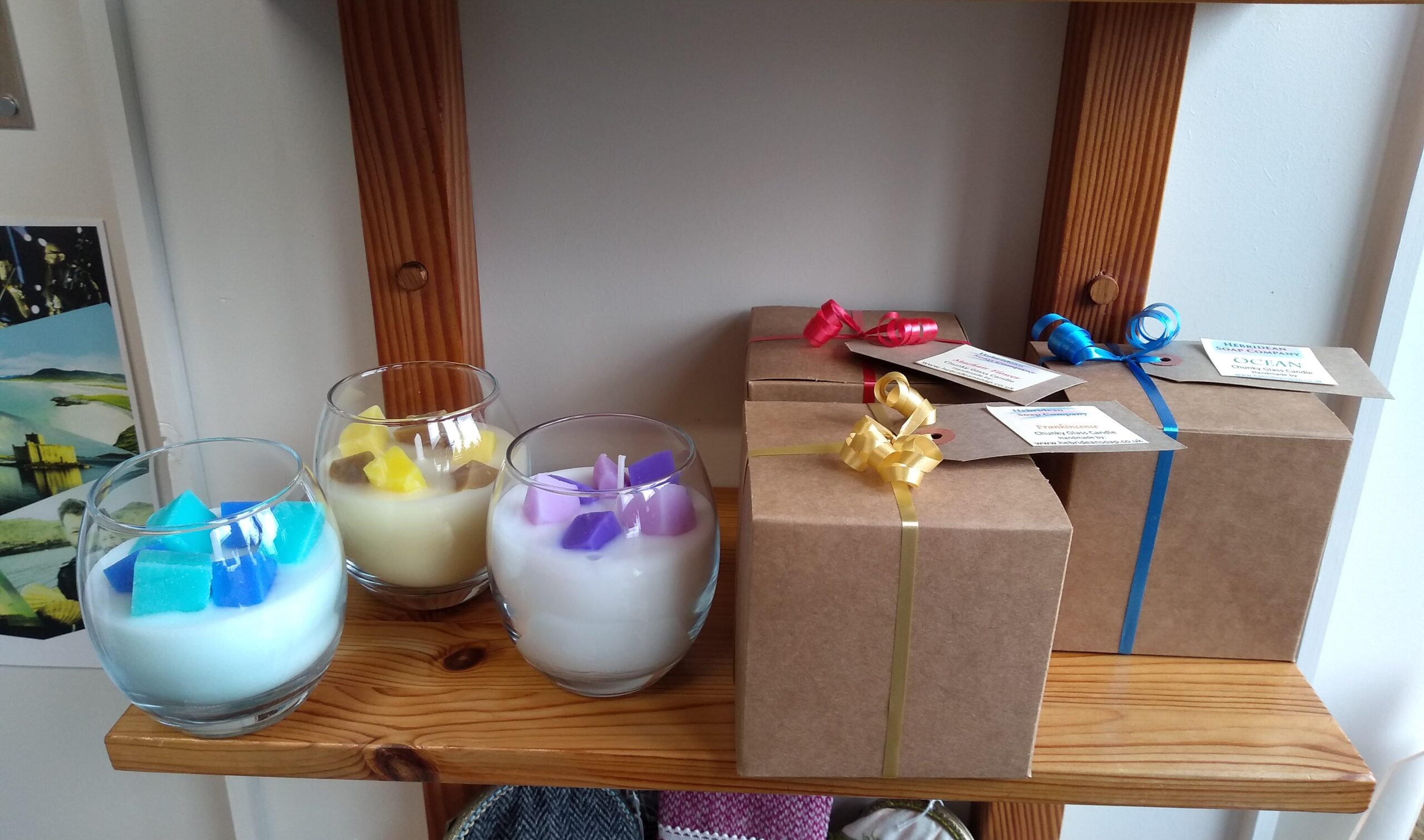 3 glass candles